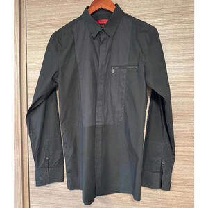 HUGO BOSS Hugo Mens Slim Fit Black Button-Up Long Sleeve Dress Shirt Size Small